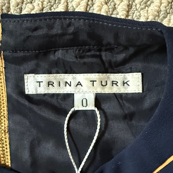 Trina Turk Navy Mini Dress with Pink Geometric Panel - Picture 2 of 4